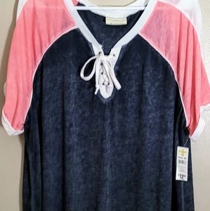 Bobbie Brooks Pink & Grey Shirt 3X